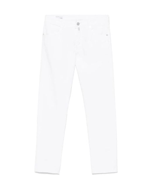 Incotex White Logo-Patch Tapered Trousers for men