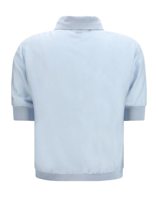 Jacob Cohen Blue Short-Sleeve Knitted Polo Top