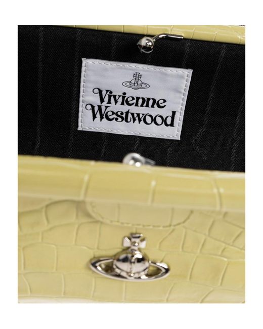 Vivienne Westwood Metallic Jane Frame Embossed Croc Shoulder Bag