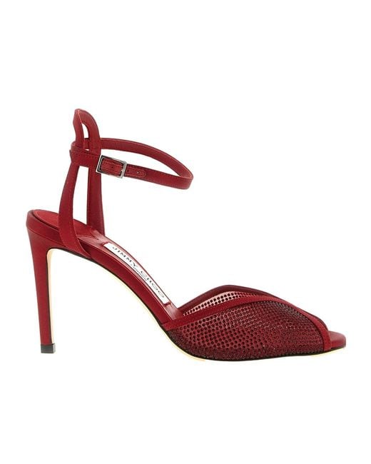 Jimmy Choo Red Stiletto-Heeled Sandals