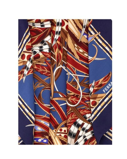 Ferragamo Blue Ferragamo Rooster Print Scarf
