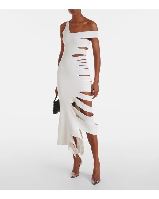Mugler White One-Shoulder Cutout Dress