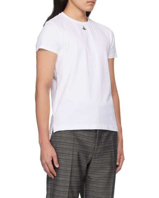 Vivienne Westwood White Orb Logo-Embroidered Crewneck T-Shirt for men