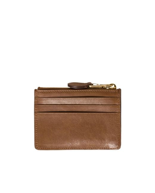 Miu Miu Brown Logo-Embossed Zipped Cardholder