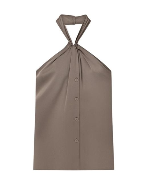 Nanushka Brown Neline Draped Slip Satin Top