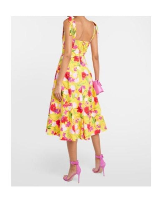 Carolina Herrera White Floral Print Midi Dress