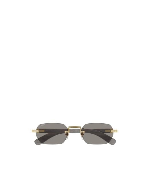Cartier White Rectangular Rimless Sunglasses for men