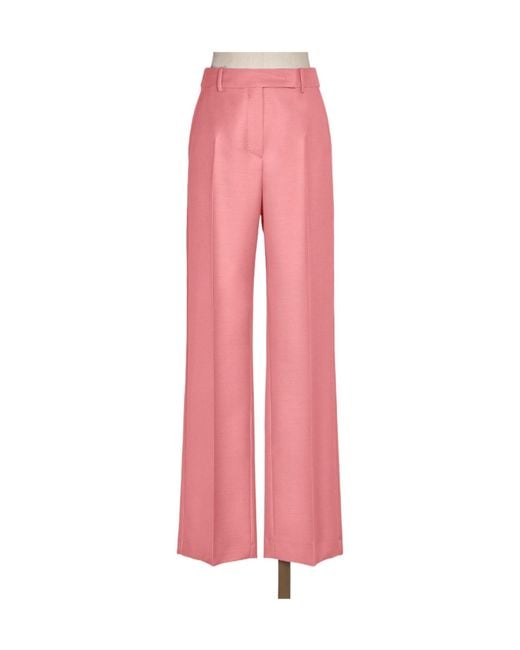 Max Mara Pink Trousers Made Of Wool, Mohair And Silk Blend