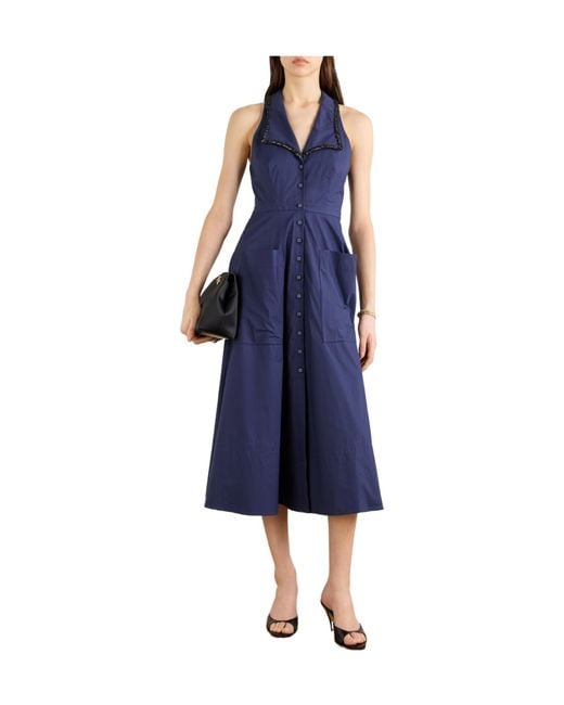 Saloni Blue Cotton Shirt Dress