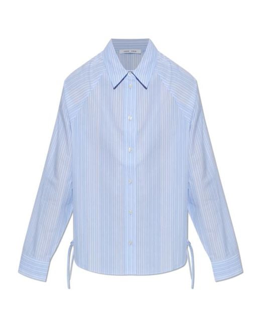 Samsøe & Samsøe Blue Sarita Striped Drawstring-Hem Shirt