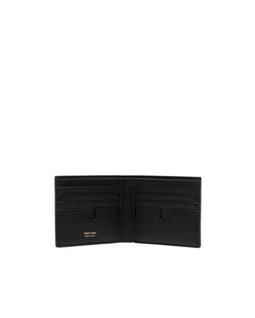 Tom Ford Black Logo Bifold Leather Wallet for men