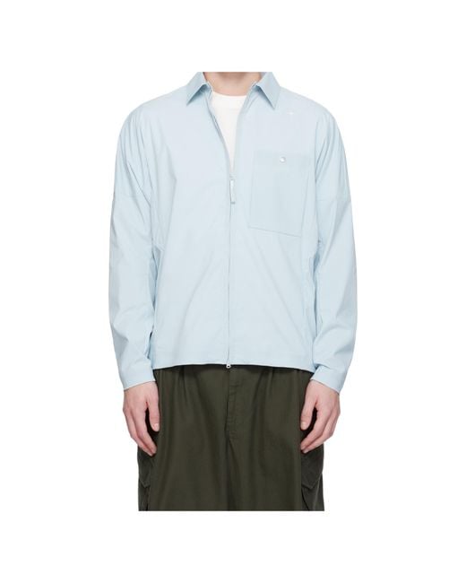Stone Island White Logo Embroidered Zipped Shirt for men