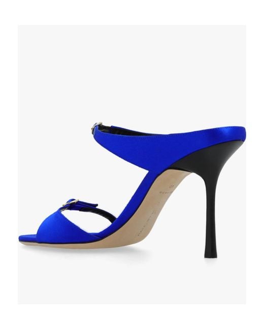 Victoria Beckham Blue Double-Strap Satin Mules