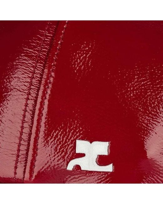 Courreges Red Logo-Patch Patent Cap for men