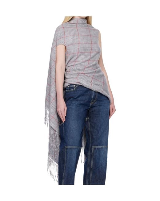 Jean Paul Gaultier Gray Scarf Draped Top