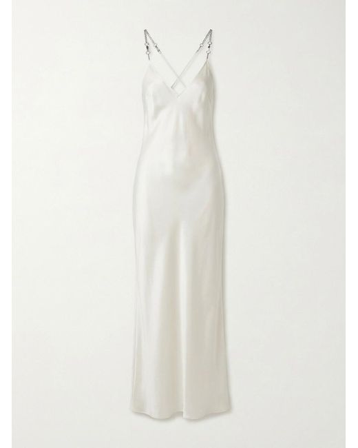 Gucci White Crystal-Embellishment Spaghetti Strap Maxi Dress
