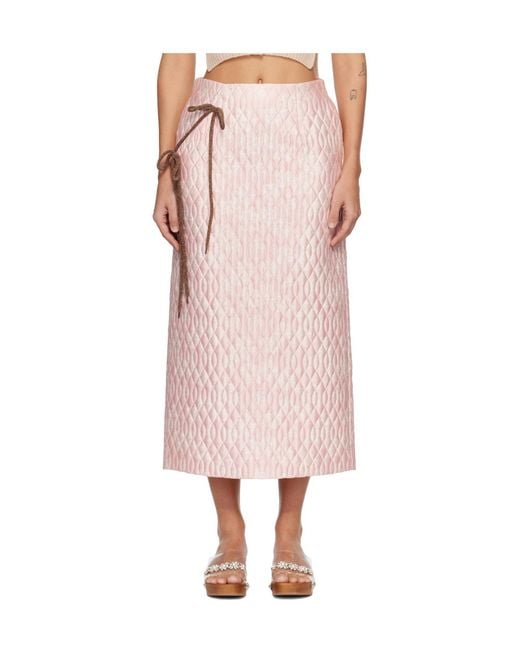 Simone Rocha Pink Quilted Pencil Skirt