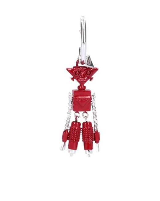 Prada Red Charm-Detailed Hoop Earring for men