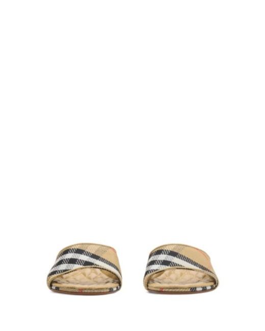 Burberry White Check Sloane Mules