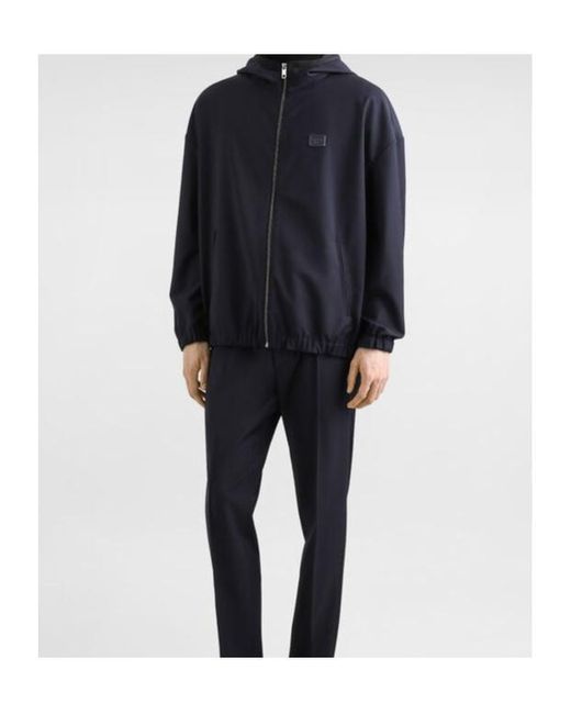 Dolce & Gabbana Blue Zip-Up Hooded Jacket for men