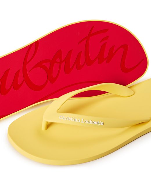 Christian Louboutin Yellow Solid Color Flip Flops for men