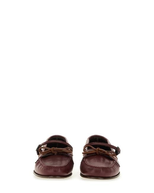 Hereu Brown Mary Jane Bow-Detail Loafers