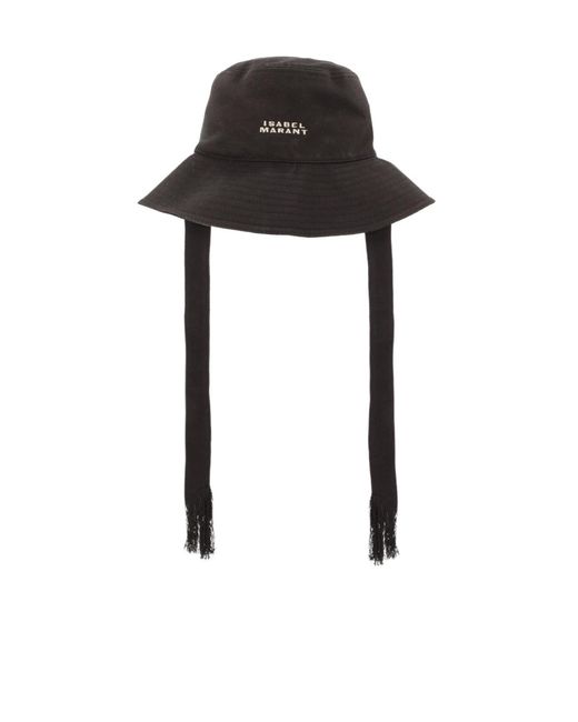Isabel Marant Black Shaley Logo Embroidered Bucket Hat