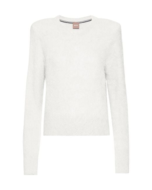 Boss White High-Quality Knit Sweater