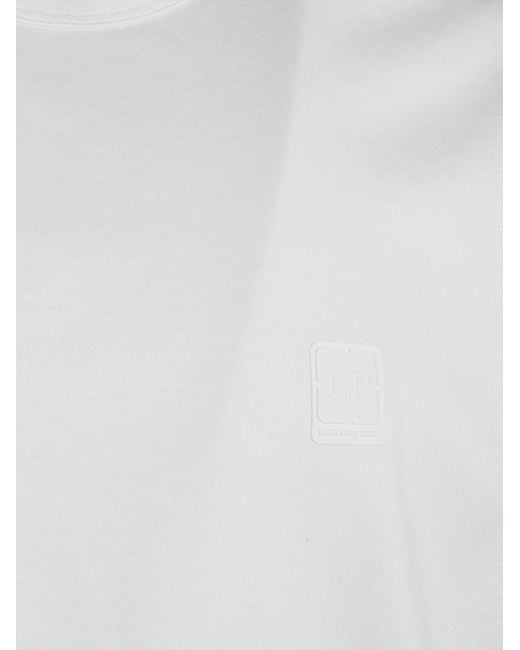 C P Company White Metropolis Series Logo-Patch T-Shirt for men