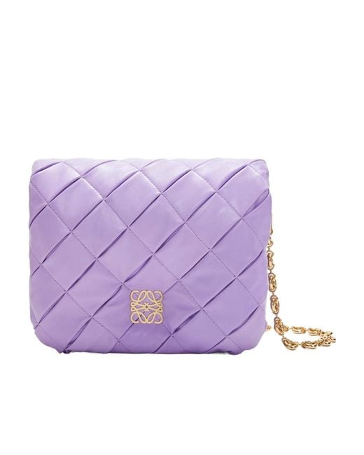Loewe Purple Puffer Goya Woven Shoulder Bag