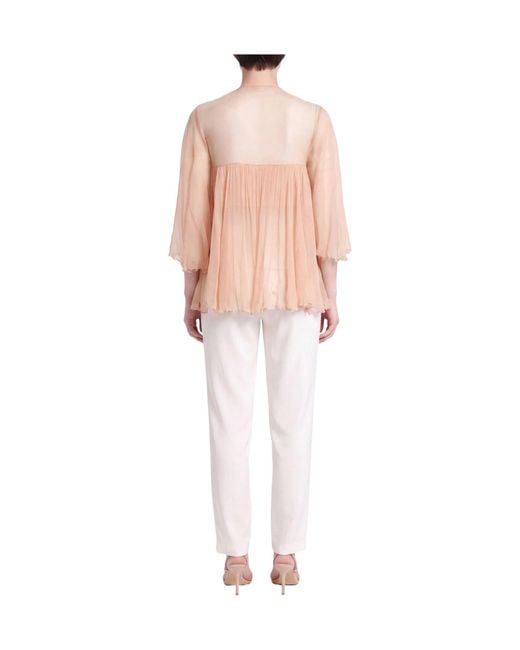Chloé Natural Solid-Colored Georgette Top