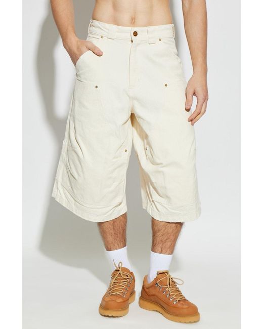 Willy Chavarria White Stockton Logo Cargo Shorts for men