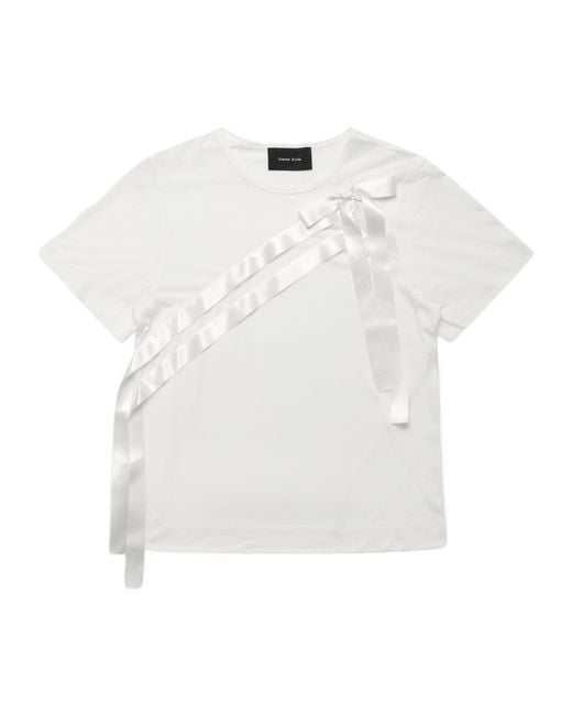 Simone Rocha White Bow Sash Crewneck T-Shirt