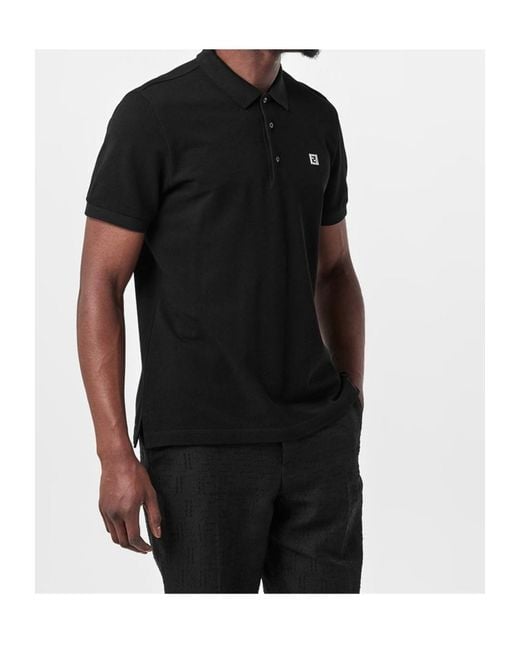 Fendi Black Metall Ff Polo Sn52 for men