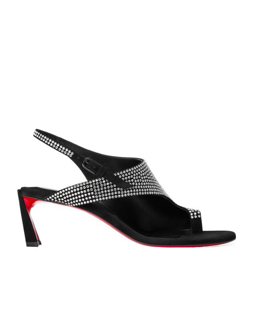Christian Louboutin Black Rhinestone Embellished High-Heel Sandals