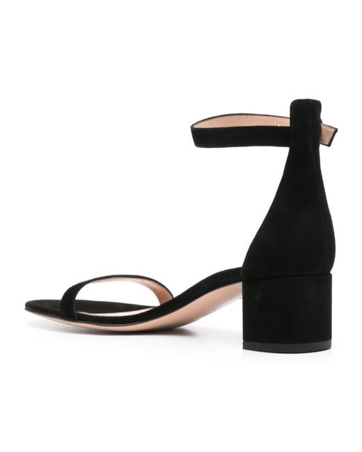 Gianvito Rossi Black Round-Headed High-Heeled Sandals