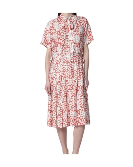 Prada Pink Printed Pleated Pongé Dress