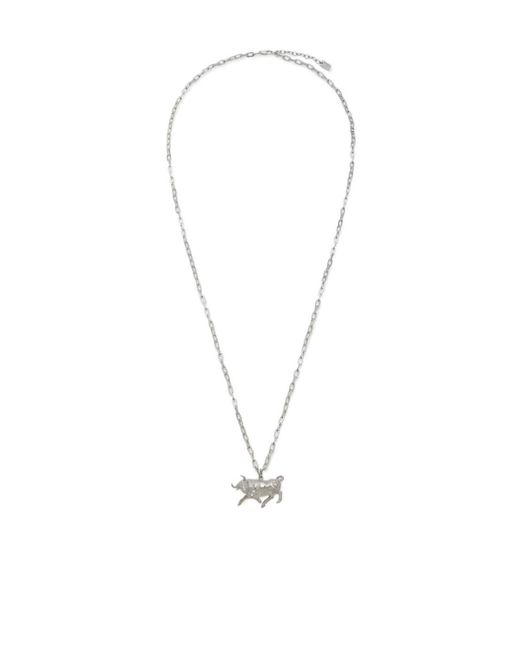 Fendi White Zodiac Taurus Necklace
