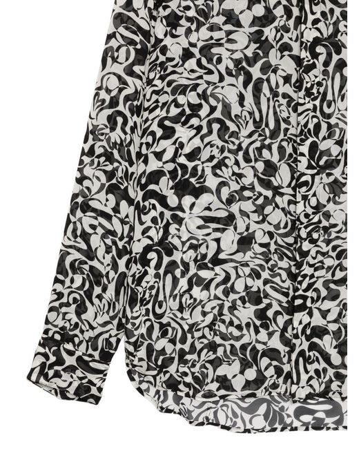 Dries Van Noten Gray Graphic-Printed Shirt for men