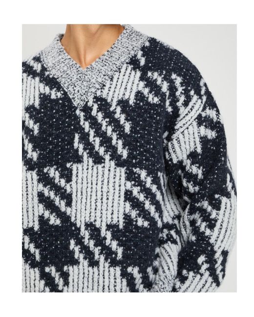 Dries Van Noten Multicolor Patterned Intarsia Wool Blend Knit Sweater for men