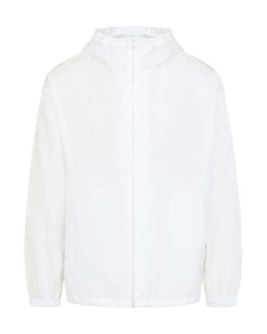 Prada White Zip-Up Hooded Jacket for men