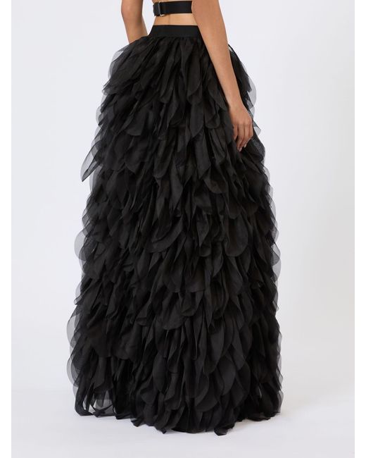 Max Mara Black Romana Tiered Ruffled Maxi Skirt