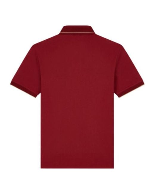 Emporio Armani Red Pique Polo Shirt With Stripe Detail On The Collar for men