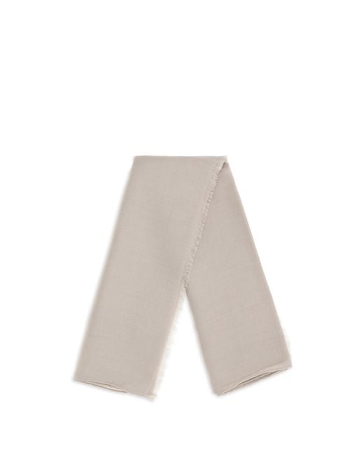 Max Mara White Frayed Edge Scarf
