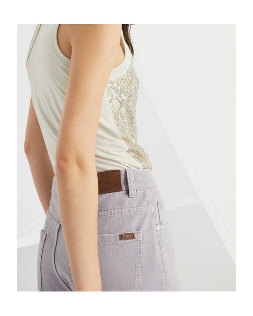 Brunello Cucinelli Gray Logo-Patch Flared Jeans