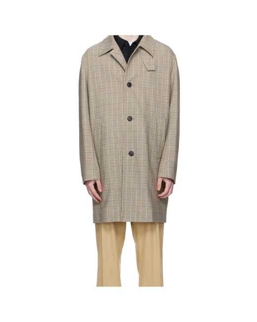Boss Natural Checked Single-Breasted Coat for men