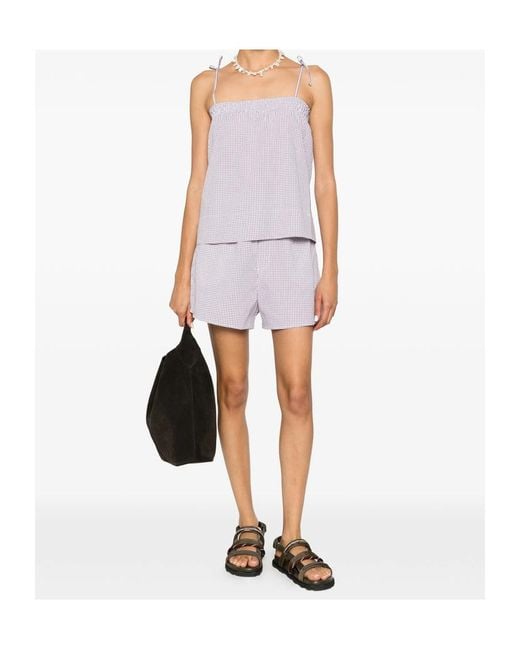 A.P.C. Purple Gingham Tie-Strap Top
