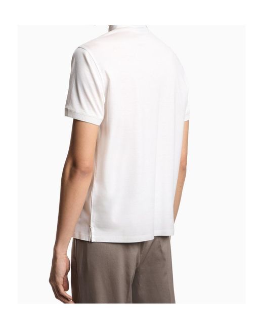 Emporio Armani White Logo-Embroidered Short-Sleeved Polo Shirt for men