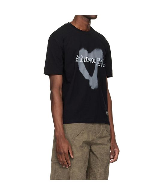 ANDERSSON BELL Black Heart-Patterned T-Shirt for men