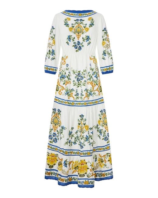 Farm Rio Blue Floral Print V-Neck Maxi Dress